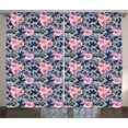 thumbnail image 1 of Ambesonne Victorian Curtains 2 Panel Set, Pink Roses Retro Camo, 108" x 108", Violet Blue Sage Green, 1 of 3