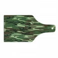 thumbnail image 1 of Camo Cutting Board, Classical American Commando Uniform Inspired Pattern Forest Tile, Decorative Tempered Glass Cutting and Serving Board, Wine Bottle Shape, Green Brown Forest Green, by Ambesonne, 1 of 1