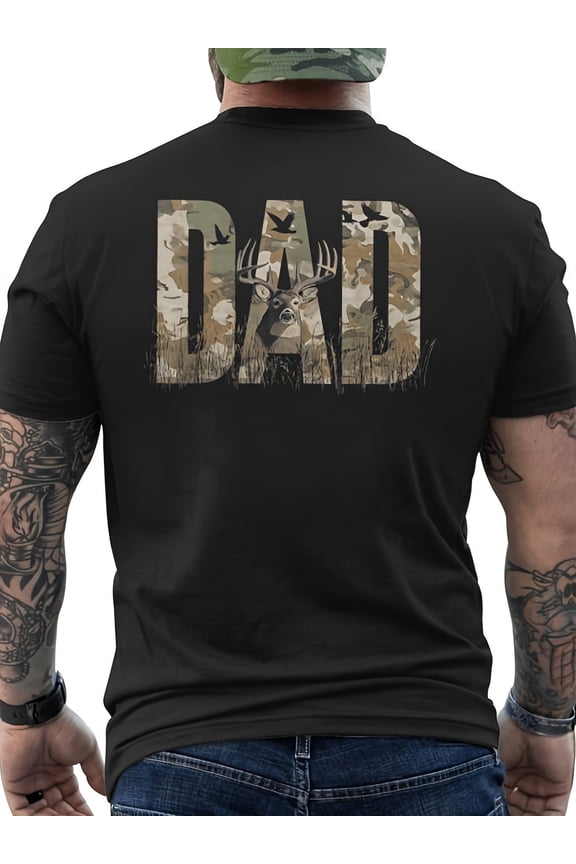 Camo Dad Hunting Camouflage Deer Novelty Graphic Unisex T-Shirt, S - 5XL