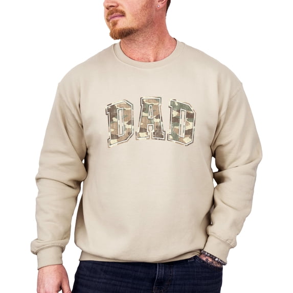 Camo Dad Sweatshirt for Men Hunting Sweatshirt for Father Military Camouflage Crewneck Sand Sweatshirt Adult X-Large