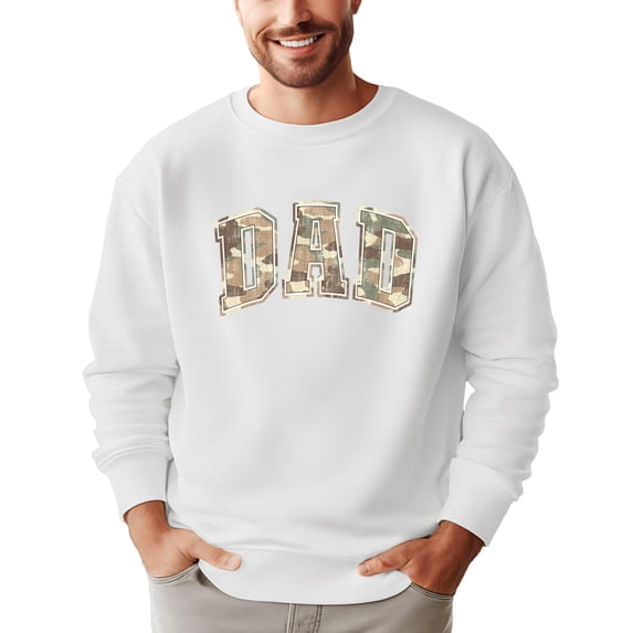 Camo Dad Sweatshirt for Men Hunting Sweatshirt for Father Military Camouflage Crewneck White Sweatshirt Adult Small