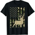 thumbnail image 1 of Camo Deer American Flag Graphic Hunting Gifts Men Dad Boys T-Shirt, 1 of 4