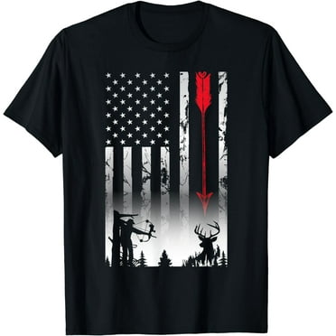 Camo Deer American Flag Graphic Hunting Gifts Men Dad Boys T-Shirt
