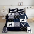 thumbnail image 1 of Camo Deer Antlers Comforter Set Full,Geometric Plaid Patchwork Bedding Set Teens Room Decor,Boho Arrow Xmas Quilt Set,Blue Grey Duvet Insert, 1 of 6