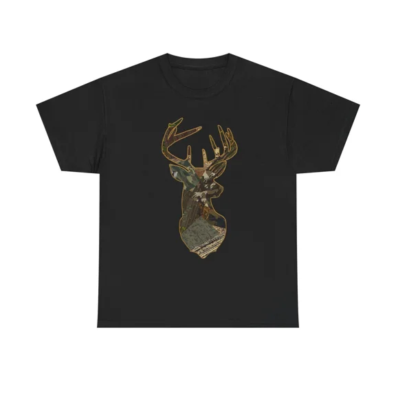 Camo Deer Buck Hunting Outdoor Retro Graphic Cotton Unisex T-Shirt up to size 5XL