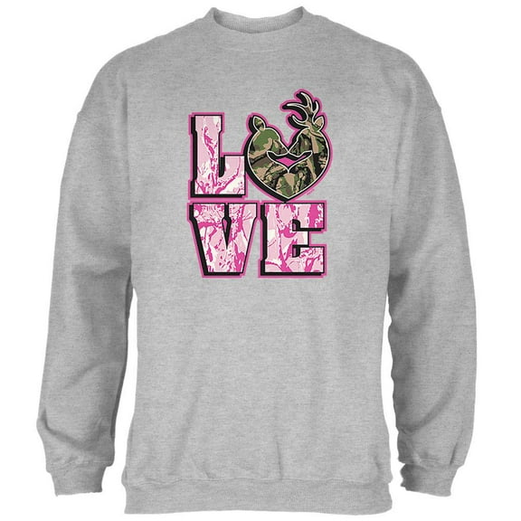 Camo Deer Couple LOVE Mens Sweatshirt Heather SM