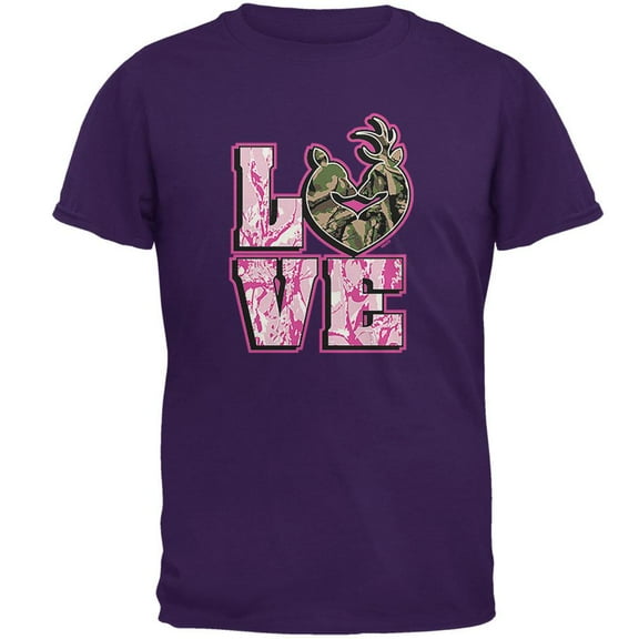 Camo Deer Couple LOVE Mens T Shirt Purple X-LG