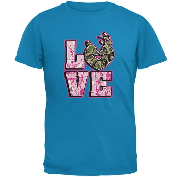 Camo Deer Couple LOVE Mens T Shirt Sapphire SM