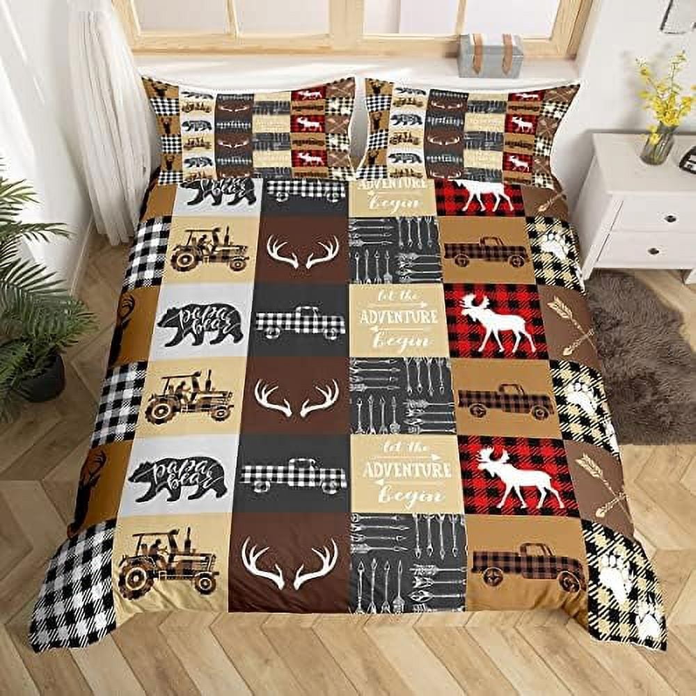 Camo Deer Duvet Cover Full Size Army Blue Camouflage Usa Flag Bedding Set For Kids Boys Teens