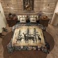 thumbnail image 1 of Camo Deer Twin Comforter Set 7 Piece Teen,Tree Branches Camouflage Hunting Bedding Set Woodland Animal Bed In A Bag Retro Pine Tree Wildlife Sheet Set With Comforter, 1 of 5