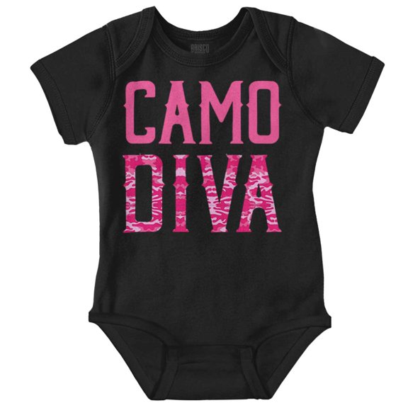 Camo Diva Cute Girly Hunting Season Bodysuit Jumper Girls Infant Baby Brisco Brands 18M
