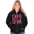 thumbnail image 1 of Camo Diva Cute Girly Hunting Season Womens Plus Size Graphic Zipper Hoodie Brisco Brands 2X, 1 of 5