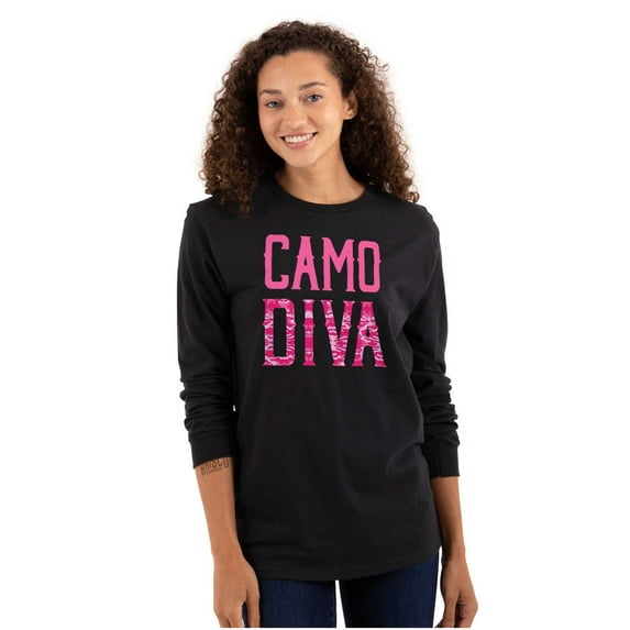 Camo Diva Cute Girly Hunting Season Women's Long Sleeve T Shirt Brisco Brands M