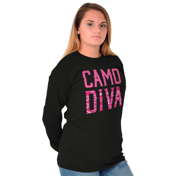 Camo Diva Cute Girly Hunting Season Women's Long Sleeve T Shirt Brisco Brands S