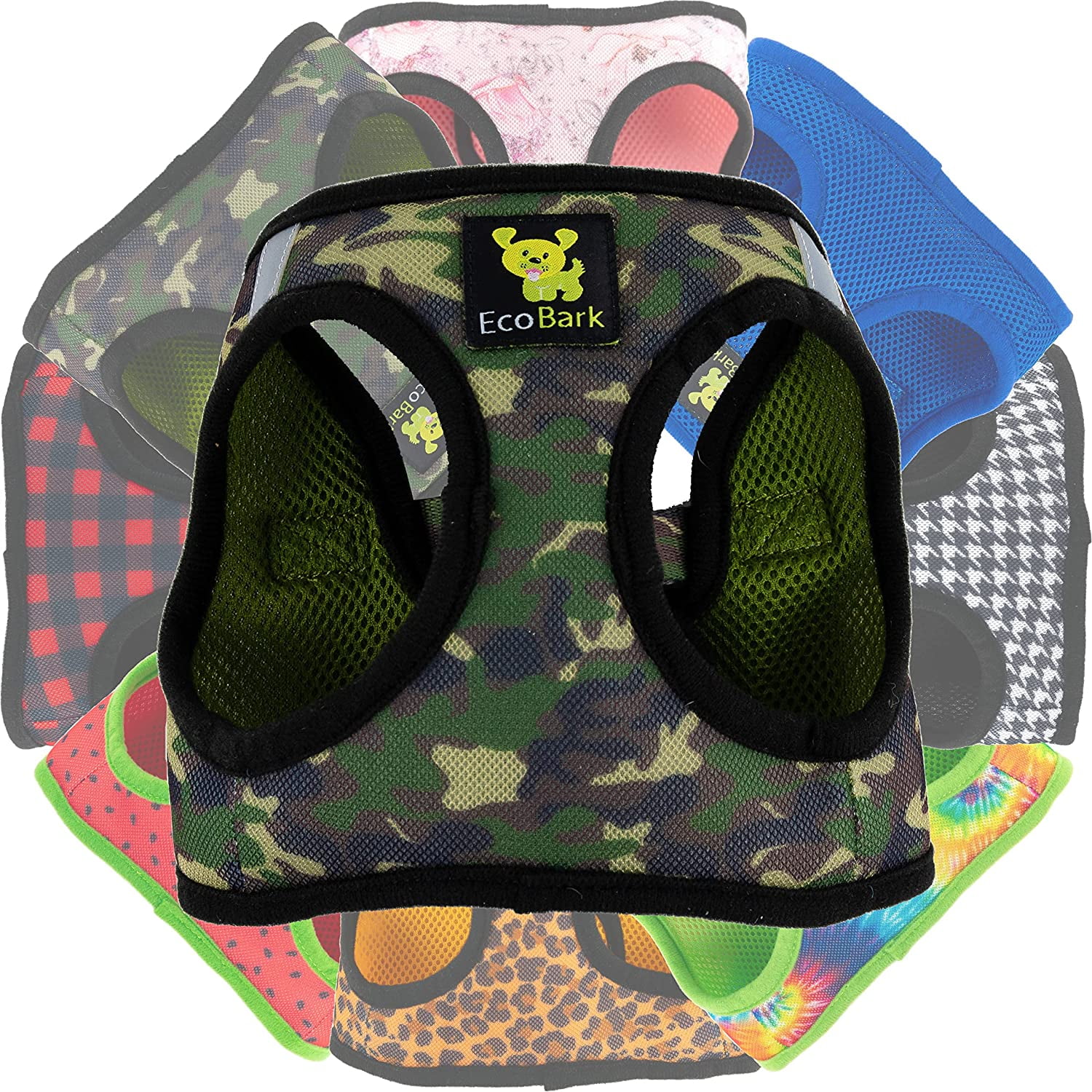 Camo Dog Harness EcoBark StepIn Rapid Fastener Camouflage Dog Vest