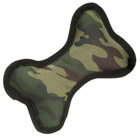 Camo Dog Toys Toughstructable Bones Rugged Canvas Squeakers Choose Color & Size (Green - 10 3/4")