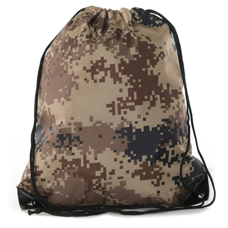 Camo Drawstring Tote Backpack Wholesale Cinch Bags for Hunting Hiking Party Favors By Mato Hash