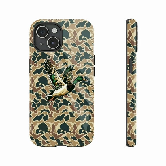 Camo Duck Hunting Style Phone Case for Outdoor Enthusiasts & Hunters, Durable Shockproof Protective Cover Compatible with iPhone 11/12/13/14/15/16 (Pro Max/Plus)