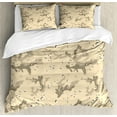thumbnail image 1 of Camo Duvet Cover Set, Abstract Shapes Background Hiding in the Desert Theme Design, Decorative 3 Piece Bedding Set with 2 Pillow Shams, Queen Size, Pale Orange Army Green, by Ambesonne, 1 of 3