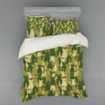 thumbnail image 1 of Camo Duvet Cover Set, Kitten Silhouette Protective Cat Theme in Jungle Colors Animal Silhouettes, Bedding Set with Shams and Fitted Sheet, 3 Sizes, by Ambesonne, 1 of 2