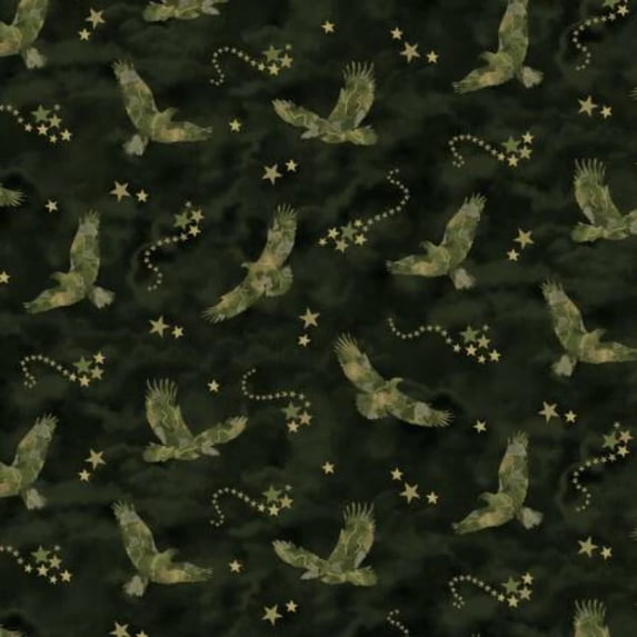 Camo Eagles Glitter Cotton Fabric