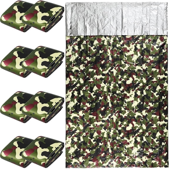 Camo Emergency Sleeping Bags Camo Blankets Emergency Shelter Survival Gear Portable Lightweight Thermal Bivy Sack Waterproof for Outdoor Camping Hiking Homeless Shelter
