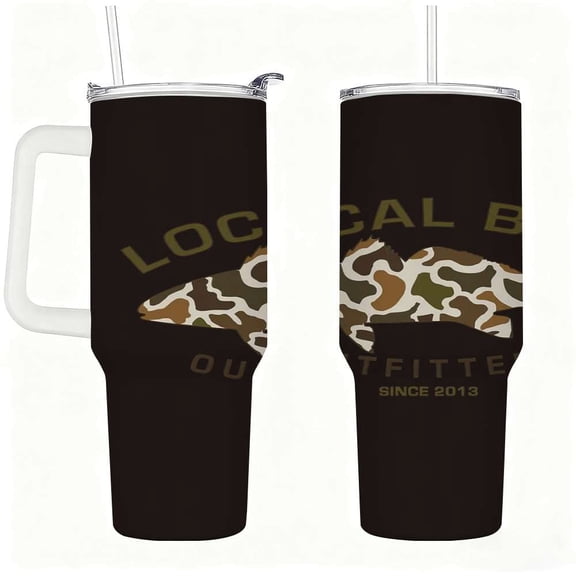 Camo Fish Outdoor Stainless Steel Tumbler with Handle, Lid & Straw, Insulated Travel Water Cup