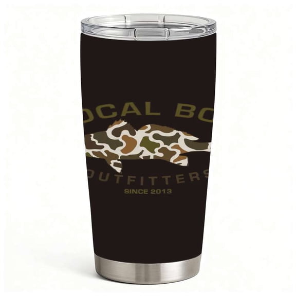 Camo Fish Outdoor Water Cup with Lid, Stainless Steel Insulated Hunting Style Tumbler