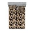 thumbnail image 1 of Camo Fitted Sheet & Pillow Sham Set, Classic Camouflage Pattern in Earth Tones Equipment Fashion, Decorative Printed 6 Piece Bedding Decor Set, King, Taupe Dark Tan, by Ambesonne, 1 of 3