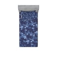 thumbnail image 1 of Camo Fitted Sheet & Pillow Sham Set, Retro Composition of Grunge Camouflage Pattern Print in Modern Blue Tones, Decorative Printed 4 Piece Bedding Decor Set, Twin, Pale Blue Dark Blue, by Ambesonne, 1 of 3