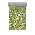 thumbnail image 1 of Camo Fitted Sheet & Pillow Sham Set, Sketchy Skulls and Crossbones Warning Sign Spooky Scary Horror Tile, Decorative Printed 6 Piece Bedding Decor Set, Full, Pale Green Pale Brown, by Ambesonne, 1 of 3