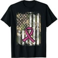 thumbnail image 1 of Camo Flag Pink Ribbon Breast Cancer Awareness Patriotic T-Shirt, 1 of 3