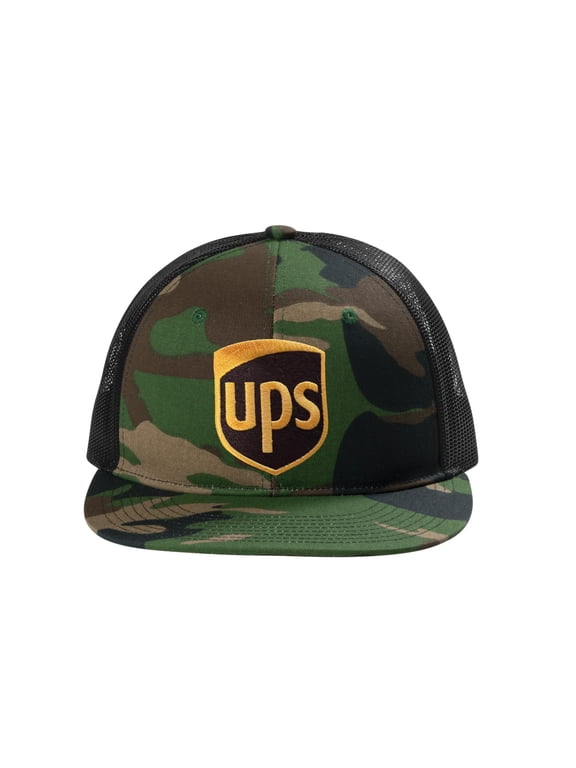 Camo Flat Bill Back Black United Parcel Service Official Style Color Embroidered Patch Front Snapback Baseball Cap Hat