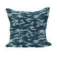 thumbnail image 1 of Camo Fluffy Throw Pillow Cushion Cover, Camouflage Theme in Oceanic Colors Sea Water Inspired Illustration, Decorative Square Accent Pillow Case, 16" x 16", Slate Blue Pale Blue, by Ambesonne, 1 of 5