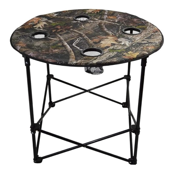 Camo Folding Table Kanati - Lightweight Portable Table with Cup Holders, 200lbs Capacity, Steel Frame, Polyester Carry Case - Outdoor Camping, Picnics, Games