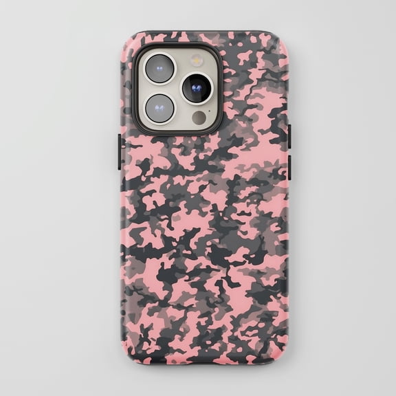 Camo For All iPhone Series Tough Phone Case Pink Gray