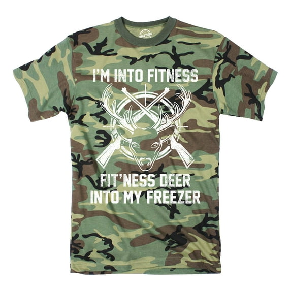 Mens Funny T Shirts Im Into Fitness Fitness Deer Into My Freezer Sarcastic Hunter Graphic Novelty Tee for Men Graphic Tees