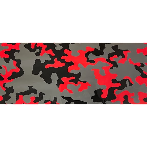 Camo Gloss Camouflage Car Vinyl Film Wrap Decal Sticker Waterproof Air Bubble Free DIY (12"X60" (1FT X 5FT), Red, Black, Gray)