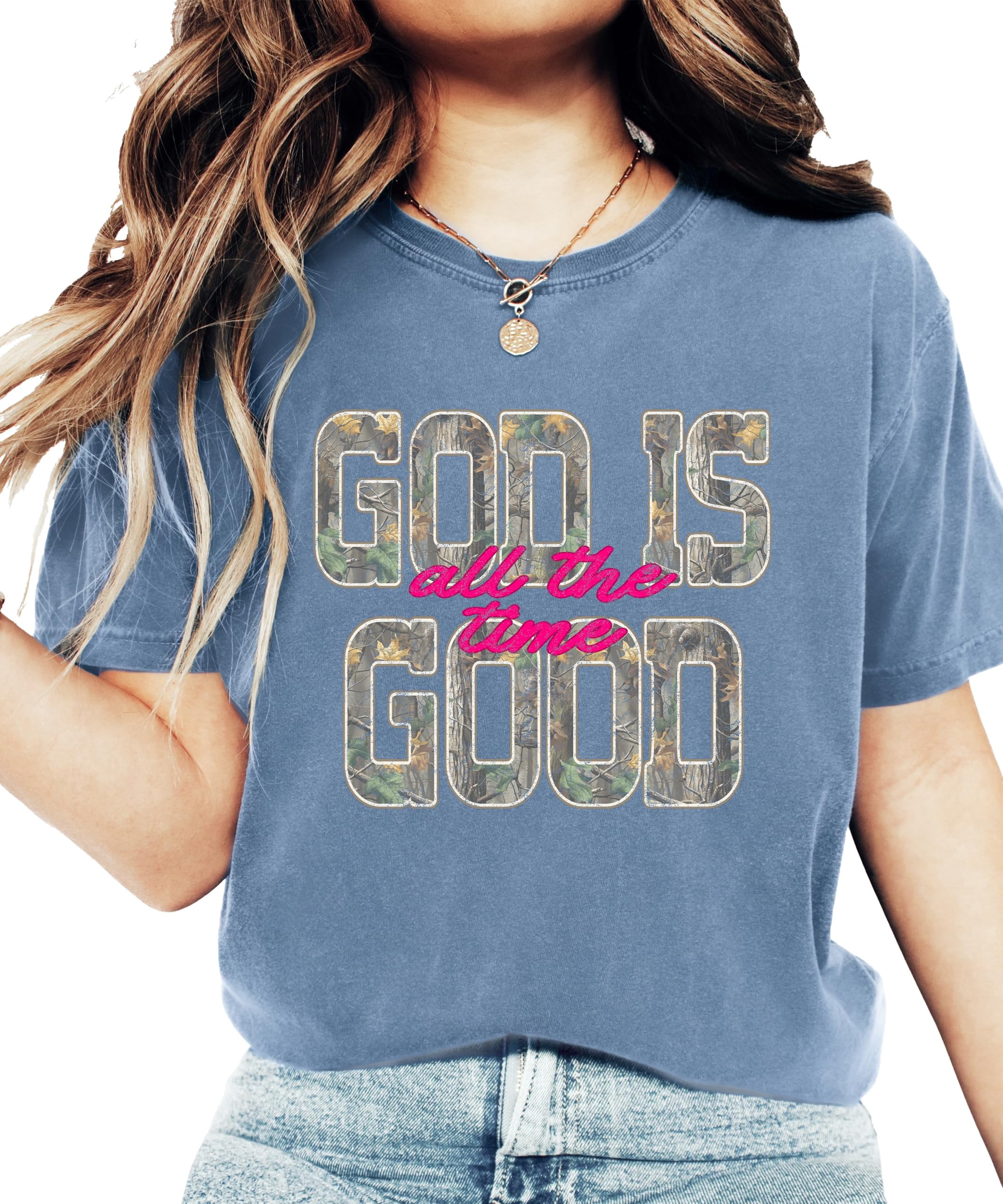 Camo God Is Good All The Time Shirt for Women Christian Easter Faith ...