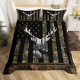 thumbnail image 1 of Camo Green American Flag Duvet Cover for Teen Hunting Deer Wild Animal Bedding Set USA Federations Stars Stripes Comforter Cover Twin, Rustic Antlers Deer Hunting Wild Animal Bed Cover, 1 of 5