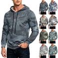 thumbnail image 1 of Camo Gym Hoodies for Men Oversized Graphic Cold Weather Men Sweatshirt Long Sleeve Drawstring Hood with Pockets Dark Gray L, 1 of 7