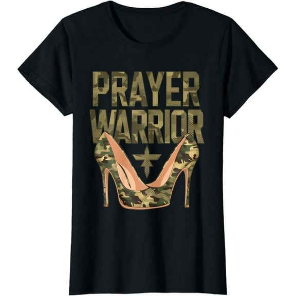 Camo Heels Prayer Warrior Faith-Inspired Christian T-Shirt