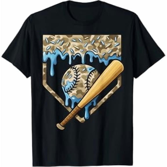 Camo Home Plate Bat Boys Sports T-Shirt