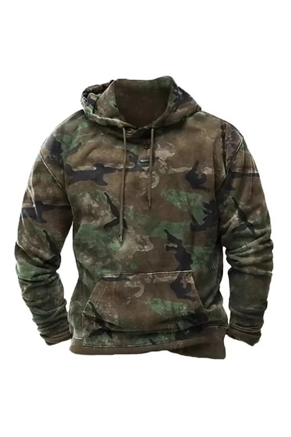 Camo Hoodie Men Pullover Hooded Long Sleeve Slim Fit Sweatshirt Fall Winter Warm Combat Military Sweatshirts for Men Camouflage XXXL