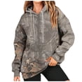 thumbnail image 1 of Camo Hoodie Womens Maple Leaf Print Oversized Camo Sweatshirt Fleece Pullover Sweaters with Pocket, 1 of 6