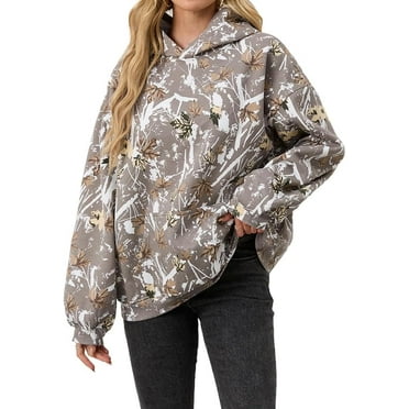 Camo Hoodie Womens Mens Maple Leaf Fleece Hooded Sweatshirt Oversized Camouflage Hoodies For Women Trendy