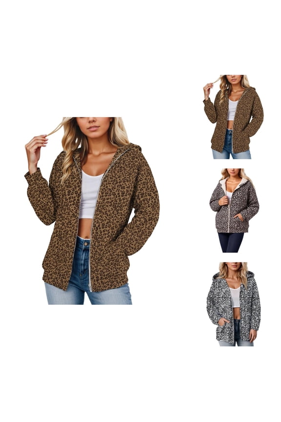 Camo Hoodies for Women 2025 Leopard Print Camouflage Zip Up Hooded Sweatshirt with Pockets Y2K Jackets Coat