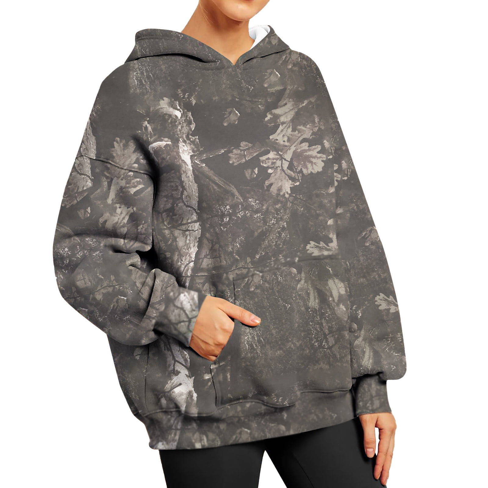 Society6 ケース Camouflage love by M366 Womens Fall Fashion 2023 Maple-Leaf Print Oversized Camo