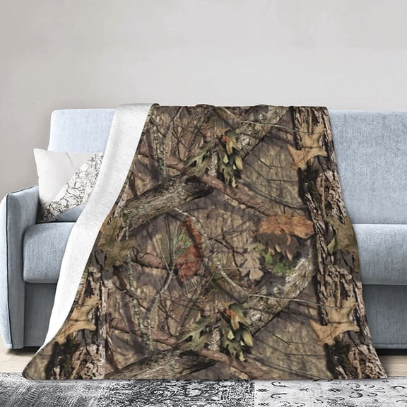 Camo Hunting Camouflage Forest Throw Blanket Super Soft Warm Bed Blankets for Couch Bedroom Sofa Office Car, All Season Cozy Flannel Plush Blanket for Girls Boys Adults, 60"X50"