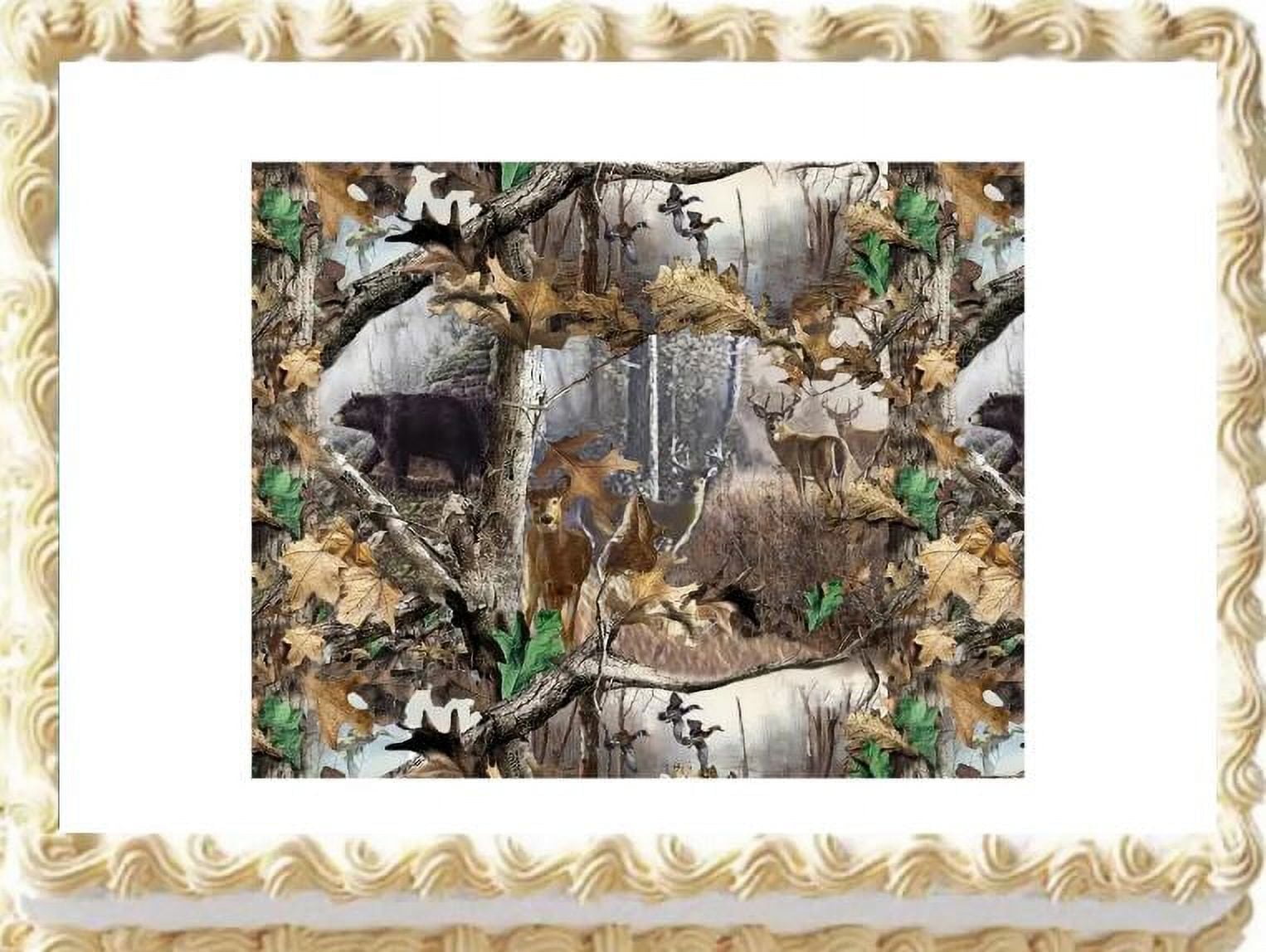 Camo Hunting Deer Bear Duck Edible Cake Image Party Topper Decoration- 1/4 Sheet